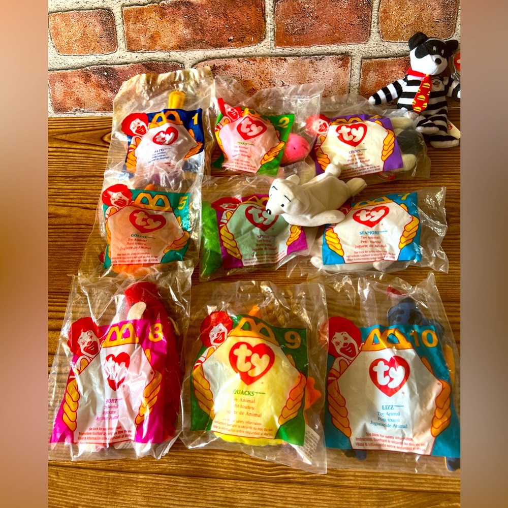 1996 McDonald TY Toy Animal (number 4 no package) plus Hamburglar the Bear